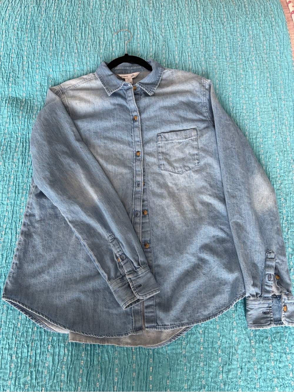 Old Navy Light Blue Denim Button-Down Shirt